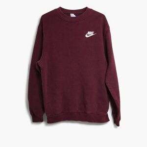 Nike Boys Medium Crewneck Sweatshirt Burgundy Embroidered Swoosh